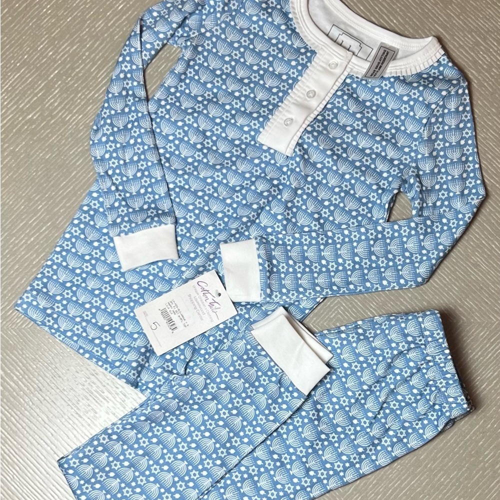 Lila + Hayes Blue Hanukkah Kids Pajamas NEW
